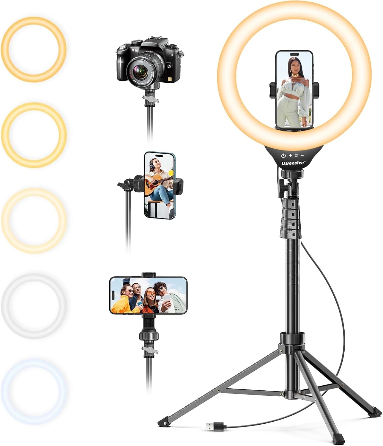 UBeesize 12-Inch LED Ring Light with 62-Inch Tripod Stand, Phone Holder and Remote